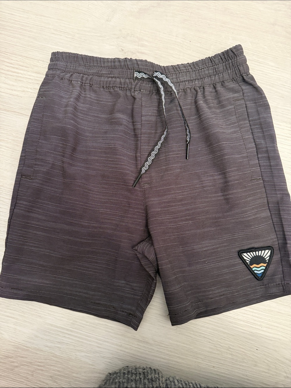 Kids Gray Elastic-Waist Shorts with Drawstring